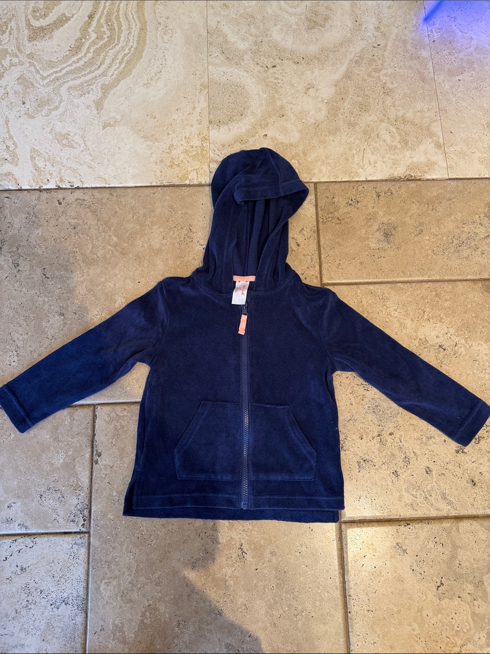 Two Cat & Jack navy and White Kids Hooded Zip-Up terry Sweatshirt great for beac